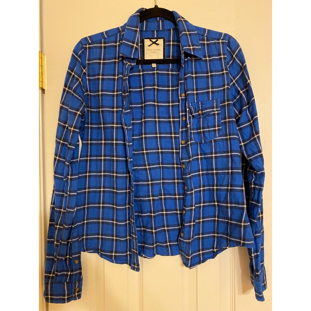 Gilly Hicks blue plaid button up shirt